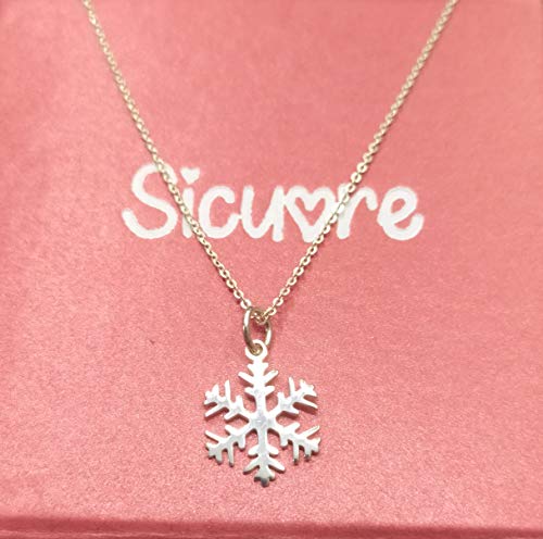 Sicuore Colgante Collar Copo de Nieve para Mujer Hombre - Plata De Ley 925 Incluye Cadena De Plata De 45cm Y Estuche para Regalo