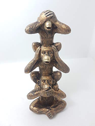 Signes - Figura decorativa de 3 monos blancos, resina, 20 cm