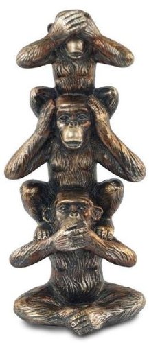 Signes - Figura decorativa de 3 monos blancos, resina, 20 cm