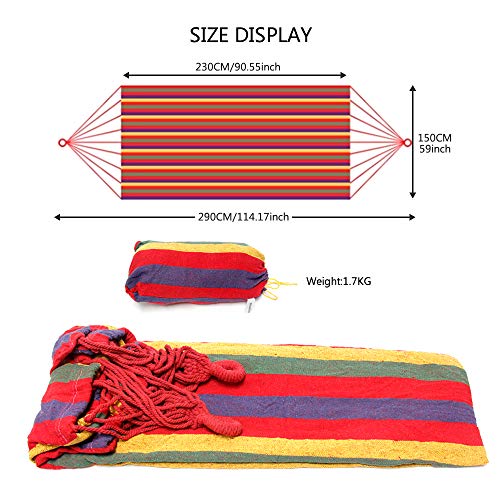 Signstek Hamaca de algodón para Exteriores (230 x 150 cm), Capacidad de Carga de hasta 300 kg, portátil con Bolsa de Transporte para Patio, jardín (Rojo)