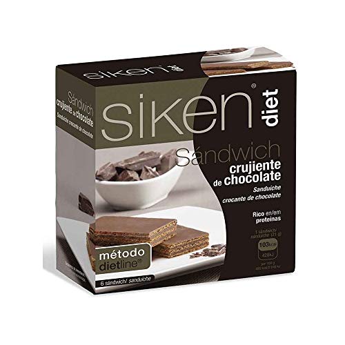 SIKEN Diet - Sandwich crujiente de chocolate de 21 g. 103 Kcal/galleta.