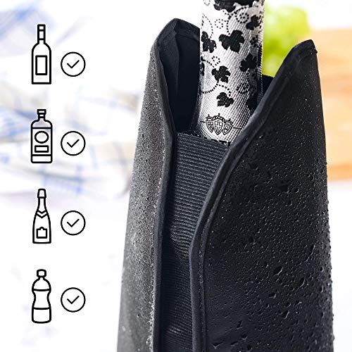 SILBERTHAL Enfriador Botellas Vino | Set 2 Fundas enfriadoras de Gel | Fundas Botellas Vino enfriadoras Ajustables Antideslizantes y elásticas | Enfriador Botellas Champagne Negro