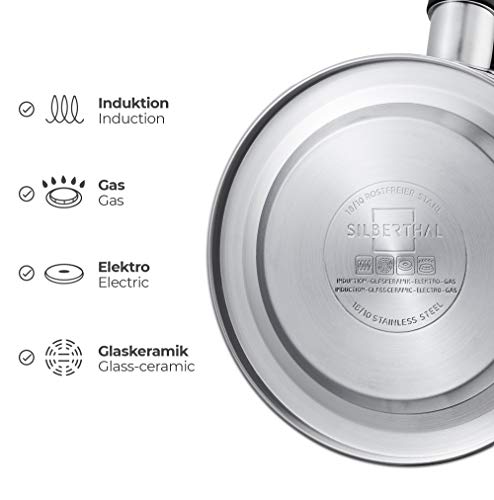 SILBERTHAL Tetera silbadora para inducción | Tetera silbante estufa | Tetera con silbato para inducción y vitrocerámica 1,6L | Hervidor de agua con silbato