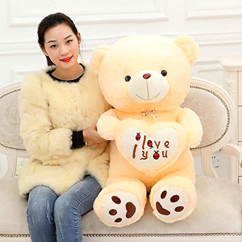 SILENCE 50Cm-90Cm Osito de Peluche Osos Abrazo Gigante Juguetes Grandes Muñeca Peluches de Peluche Te Amo Muñeca Regalo de San Valentín para niña-70Cm_Beige