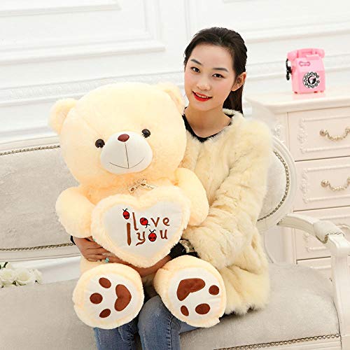 SILENCE 50Cm-90Cm Osito de Peluche Osos Abrazo Gigante Juguetes Grandes Muñeca Peluches de Peluche Te Amo Muñeca Regalo de San Valentín para niña-70Cm_Beige