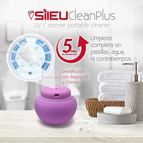 Sileu Clean Plus - Esterilizador Eléctrico Recargable USB Compacto para Copas Menstruales - Lámpara de Cuarzo UV y Ozono - Morado