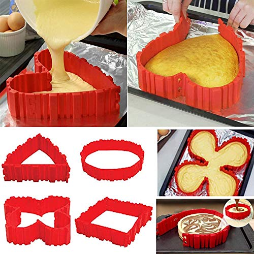 Silicone Cake Mold, Simuer 8 Pack Nonstick Silicone Cake DIY Mold Food Grade Silicone Magic Bake Snake DIY Baking Mould Tools - Design Your Cakes Any Shape