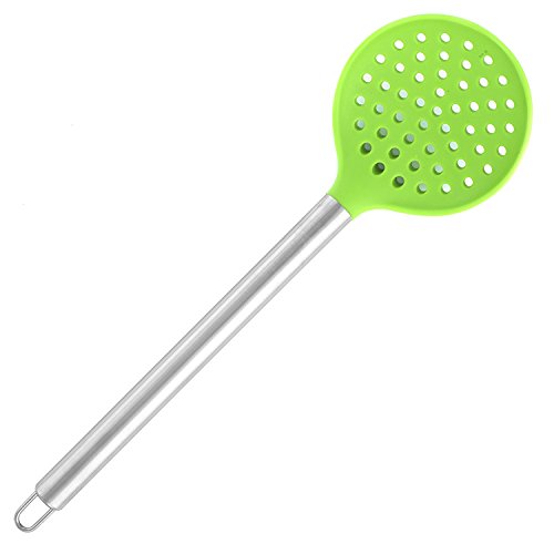 Silicone Slotted Skimmer Spatula by Chef Frog - For Home or Professional Use - Features our Stay-Cool Stainless Steel Handle by Chef FrogTM