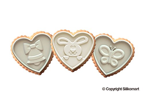 silikomart CKC15 Set para Hacer Galletas con Forma de corazón, Tema Pascua, Color marrón