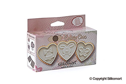 silikomart CKC15 Set para Hacer Galletas con Forma de corazón, Tema Pascua, Color marrón