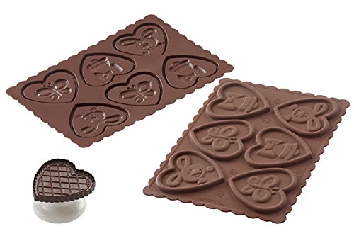 silikomart CKC15 Set para Hacer Galletas con Forma de corazón, Tema Pascua, Color marrón