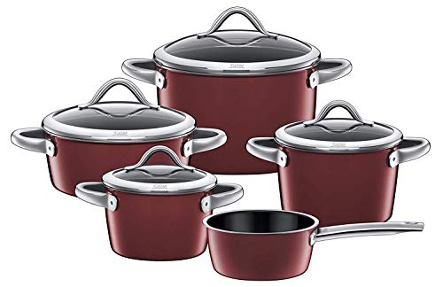 Silit 2109302872 Silargan - Batería de cocina (5 piezas), rojo oscuro