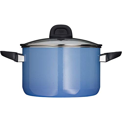 Silit 2109303992 Modesto-Batería de Cocina (4 Piezas, con Tapa de Cristal, cerámica Funcional Silargan, Borde de Reborde, inducción, Apta para lavavajillas), Color Azul