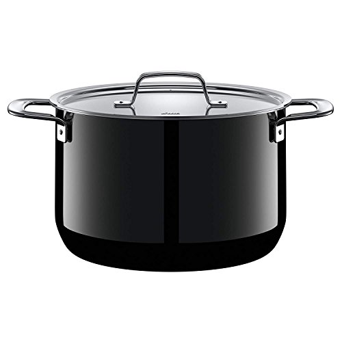 Silit Zeno Black - Olla Alta con Tapa de Metal (24 cm, Olla de 6,4 l, cerámica Silargan, Apta para inducción), Color Negro