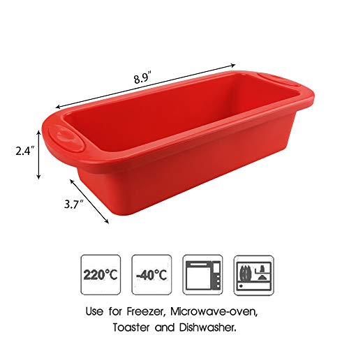 SILIVO Cake Bakeware, 2.5"Pastel Cake Pan Silicona Pastel Moldes Rectángulo Pan Molde de Pan Moldes para Hornear Bandeja Bakeware Set para Pasteles, Pan, Pastel, Tortitas, Pizza (Rojo)