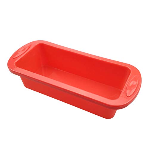 SILIVO Cake Bakeware, 2.5"Pastel Cake Pan Silicona Pastel Moldes Rectángulo Pan Molde de Pan Moldes para Hornear Bandeja Bakeware Set para Pasteles, Pan, Pastel, Tortitas, Pizza (Rojo)