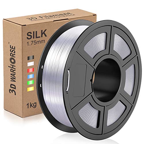 Silk PLA Plus Filament, 1.75mm 3D Printer Filament, Shiny Metallic Silk PLA+ 3D Printing 1KG Spool, Dimensional Accuracy +/- 0.02mm, Silver