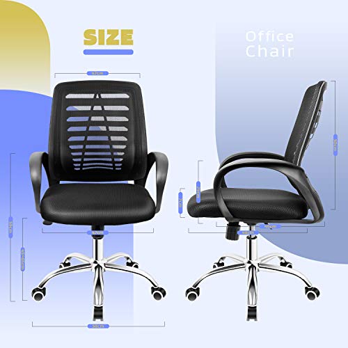 Silla de Oficina, Silla Ergonómica, Silla de Escritorio de Malla Transpirable, Sillón Teletrabajo Giratorio de Oficina, Instalación Modular, Carga máx. 110kg/240lb