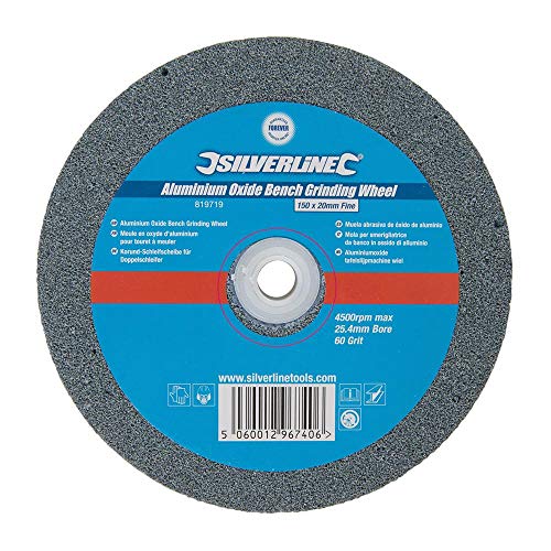 Silverline 819719 Muela Abrasiva de Óxido de Aluminio, 150 x 20 mm, Fino