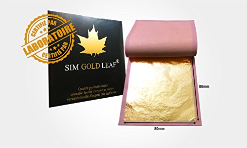 Sim Gold Leaf Hoja, Oro, 80mm x 80mm, 10