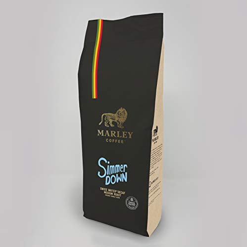 Simmer Down Decaf de Marley Coffee, café descafeinado, granos de café, tostado medio, orgánico bio, descafeinado Swiss Water Decaf, 1kg Café en Grano