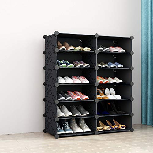 SIMPDIY Zapatero Cubos, 2x6 Cubos Almacenamiento zapateros Modular, Unidad Gran Capacidad organizadores Zapatos con Door, Shoes Cubo Almacenamiento Botas en la Entrada la Sala Estar (93x37x108cm)