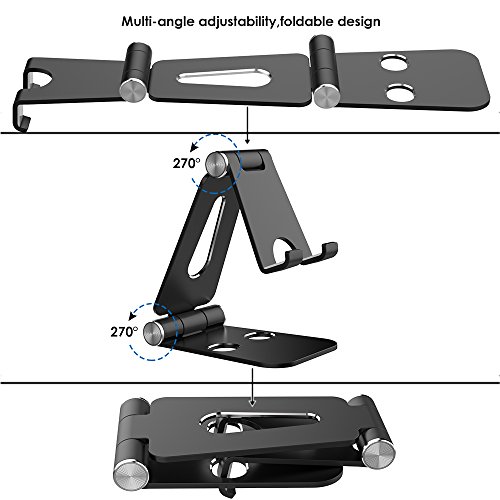 Simpeak Soporte Móvil, Soporte Tablet, Multi-Angulo Soporte de Aluminio Compatible con iPad,Compatible con iPhone, Compatible con Nintendo Switch, Otras Tabletas y Móviles, Negro