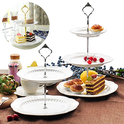 SimpleLife 2 Capas de Alimentos de Acero CuPieceake Cake Display Stand Platter Rack Wedding Xmas