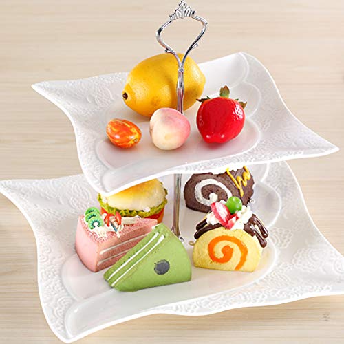 SimpleLife 2 Capas de Alimentos de Acero CuPieceake Cake Display Stand Platter Rack Wedding Xmas