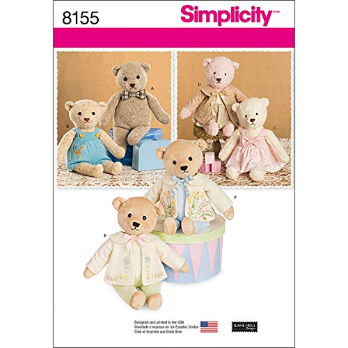 Simplicity Pattern 8155 de Peluche de Osos con Ropa patrón de Costura, Color Blanco