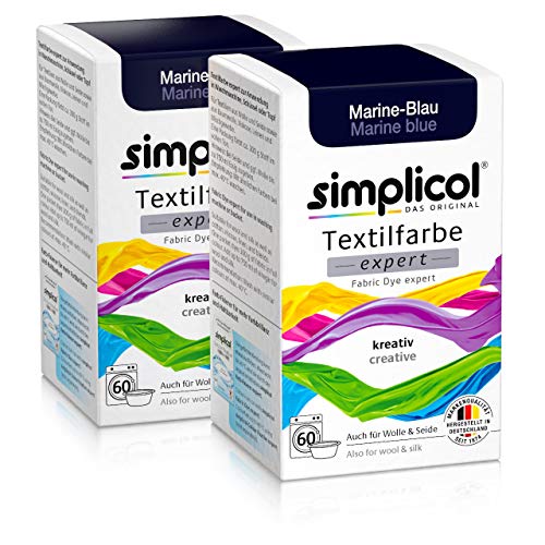 Simplicol Expert Fabric Dye Tinte de Coloración para Textiles: Lavado a Mano o Lavadora - Tiñe y Restaura Sus Telas y Ropa - Azul Marino