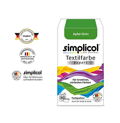 Simplicol Expert Fabric Dye Tinte de Coloración para Textiles: Lavado a Mano o Lavadora - Tiñe y Restaura Sus Telas y Ropa - Manzana Verde