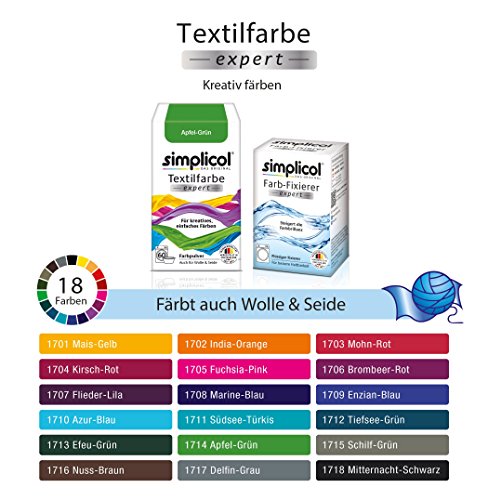 Simplicol Expert + fijador del Color Paquete de Kombi Fabric Dye: Tinte de Coloración para Textiles: Lavado a Mano o Lavadora - Manzana Verde