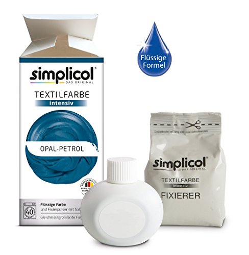 Simplicol Kit de Tinte Textile Dye Intensive Azul: Colorante para Teñir Ropa, Tejidos y Telas Lavadora, Contiene Fijador para Colorante Líquido, Anti Alérgeno, No Destiñe, Seguro para su Lavadora