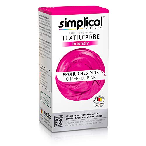 Simplicol Kit de Tinte Textile Dye Intensive Rosa: Colorante para Teñir Ropa, Tejidos y Telas Lavadora, Contiene Fijador para Colorante Líquido, Anti Alérgeno, No Destiñe, Seguro para su Lavadora