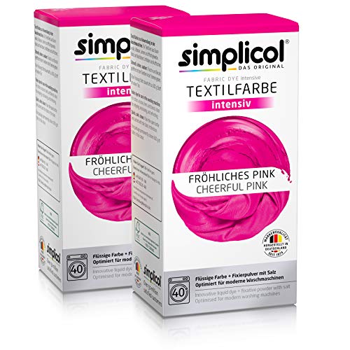 Simplicol Kit de Tinte Textile Dye Intensive Rosa: Colorante para Teñir Ropa, Tejidos y Telas Lavadora, Contiene Fijador para Colorante Líquido, Anti Alérgeno, No Destiñe, Seguro para su Lavadora