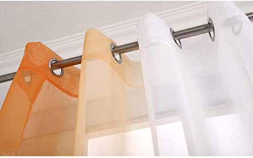 SIMPVALE Juegos de 2 Cortinas Gasa - degradados - Gasa Transparente Visillos - Ancho 140cm - Naranja con Blanco - Altura 245cm