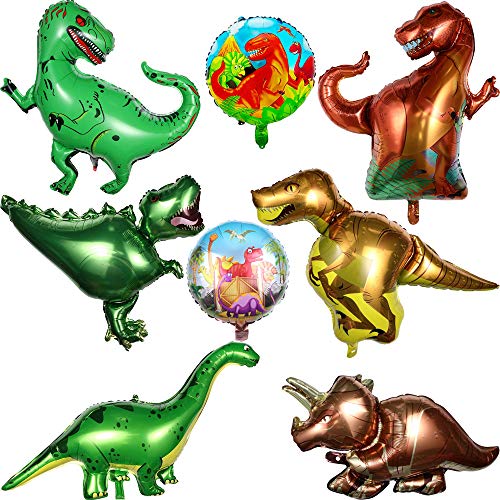 SIMUER Dinosaurio Globo de Helio, 8 Piezas Gigante Globos para Fiesta de niños Globo de cumpleaños Decoración Foil Dinosaur Balloon Jurassic World Birthday Party Supplies