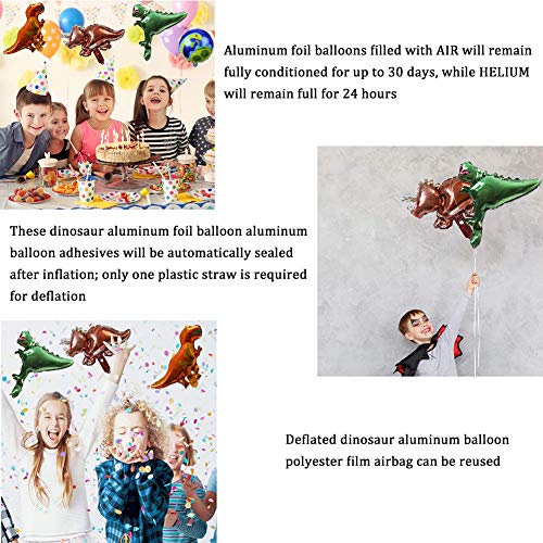 SIMUER Globos de Helio 7-Piezas Foil Dinosaur Balloon Jurassic World Birthday Party Supplies Jungle Style Large Balloon Globos Fiesta de Cumpleaños del Festival Decoración y Accesorio de Fiesta