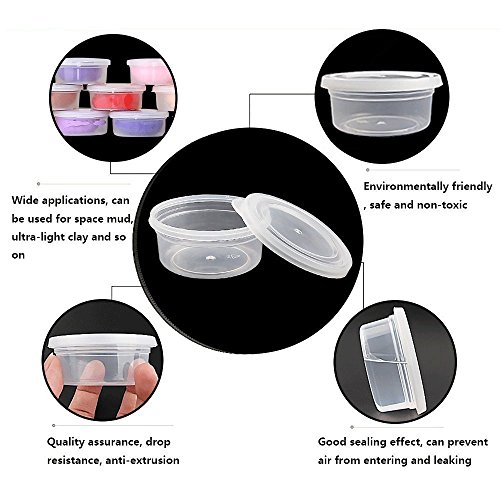 SIMUER Recipientes con Tapa para Slime Contenedor de Limo de Almacenamiento de plástico Transparente a Prueba de Fugas para Pegamento Agua cosméticos plastilina Limo DIY Artesanía 24 Piezas