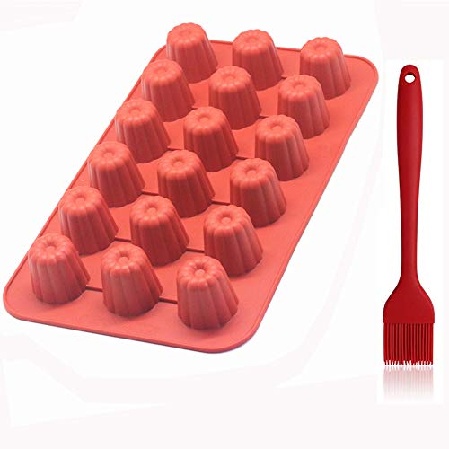 SIMUR Gel de sílice 18 Hole Round Muffin Cup jabon Artesanal de Chocolate Molde cilíndrico de Cup Cake Mould w/Silicone Brush