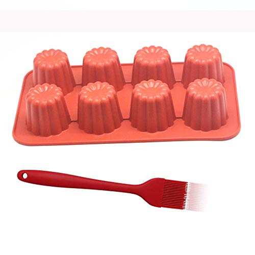 SIMUR Gel de sílice 8 Hole Round Muffin Cup jabon Artesanal de Chocolate Molde cilíndrico de Cup Cake Mould w/Silicone Brush