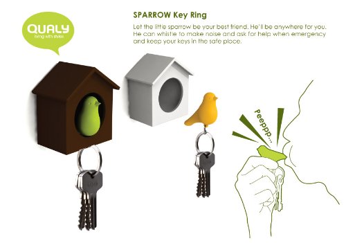 Sin marca Qualy Sparrow Keyring - Green with White House (Japan Import)