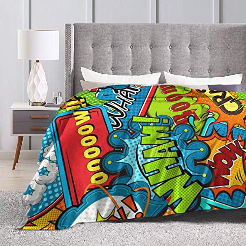 SIONOLY Soft Fleece Throw Blanket,Bocadillos de cómic Multicolores,Home Hotel Sofá Cama Sofá Mantas para Parejas Niños Adultos,75x125cm