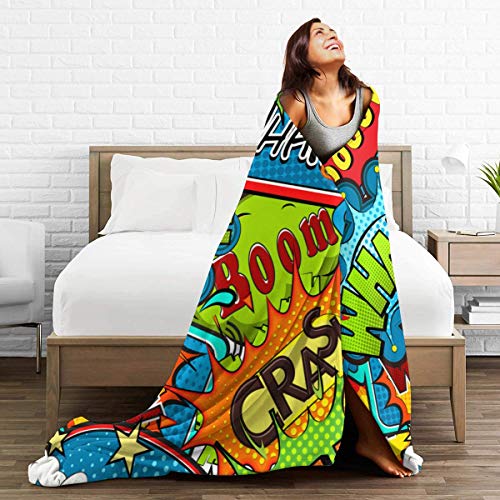 SIONOLY Soft Fleece Throw Blanket,Bocadillos de cómic Multicolores,Home Hotel Sofá Cama Sofá Mantas para Parejas Niños Adultos,75x125cm