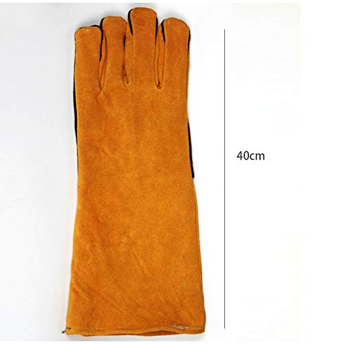 Sipobuy Guantes De Soldadura Extendidos De Piel De Vaca, Antialtas Temperaturas, Ignífugos, Resistentes Al Desgaste, Aislantes Térmicos, Para Trabajos De Seguridad BQQ, Soldadura, Horno, Etc.