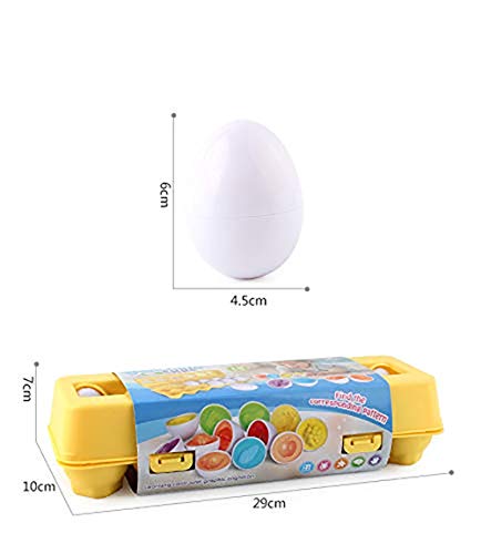 Sipobuy Juguetes Geométricos Educativos De Siposhop, Juego De 12 Huevos De Reconocimiento De Clasificación De Forma De Color para Niños Pequeños, Niños Y Niñas (Shape)