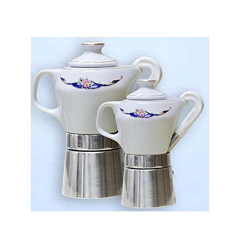 Sirge Ancho y Cafetera Moka 2 Tazas de Fine Porcelana certificada y Decorada Oro Mary 55 