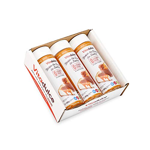 Sirope de dulce de leche sin azúcar, Topping de dulce de leche, Sirope bajo en calorías 400 gr. Pack de 3 unidades - Vitadulce