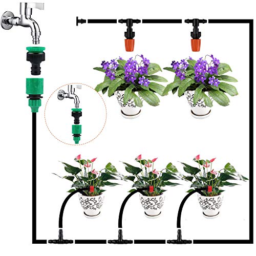 Sistema de riego Jardín, Kit de riego por goteo micro Riego automático Rociadores por goteo Riego de jardín para el paisaje, Lecho de flores, Plantas de terraza